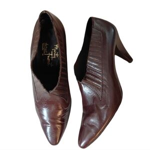 Vintage Marty Fuerst Brown Leather Heels Women's Size 9.5 Brown Shooties